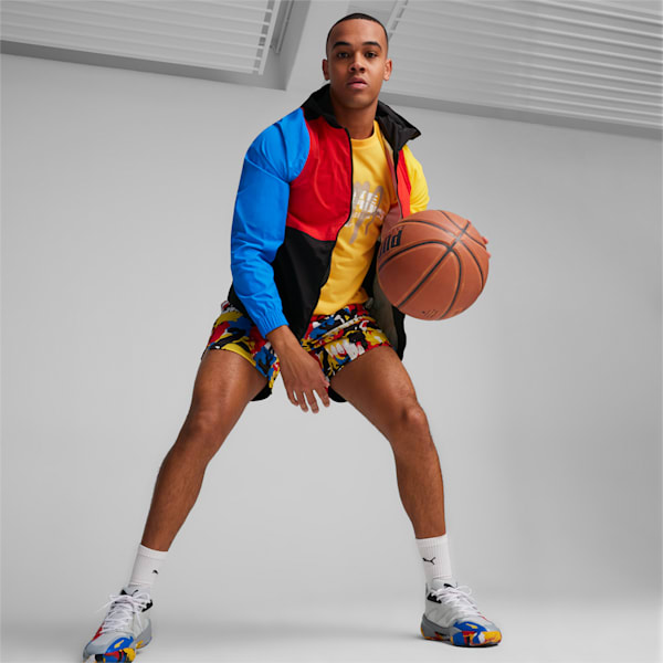 Campera de basketball Winners Circle, PUMA Black-Racing Blue-Yellow Sizzle-For All Time Red, large-ARG