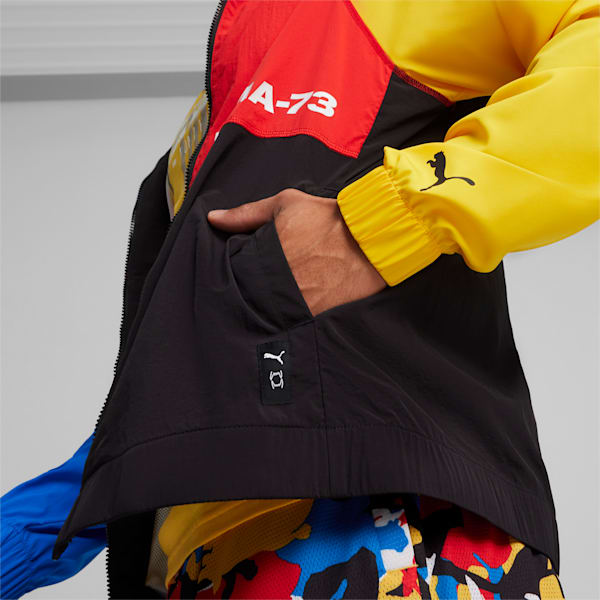 Campera de basketball Winners Circle, PUMA Black-Racing Blue-Yellow Sizzle-For All Time Red, large-ARG