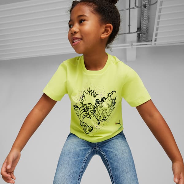 Playera estampada para niñas PUMA x TROLLS, Lime Sheen, large-MEX