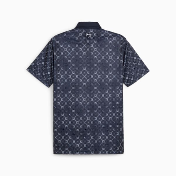 Pure Monogram Men's Golf Polo, Deep Navy-Slate Sky, large-ZAF