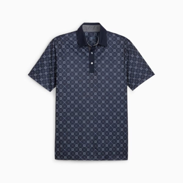 Pure Monogram Men's Golf Polo, Deep Navy-Slate Sky, large-ZAF