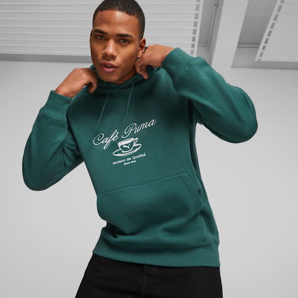 Sudadera con capucha CLASSICS CAFE PUMA para hombre, Malachite, large-MEX