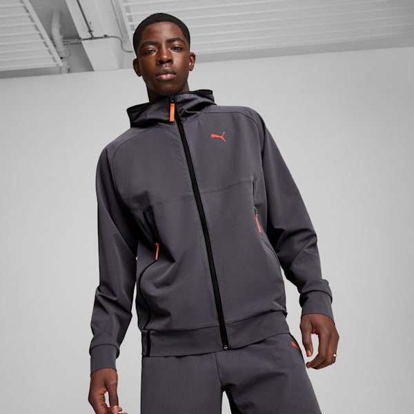 PUMATECH Men's Track Jacket, Galactic Gray-Redmazing, large-ZAF