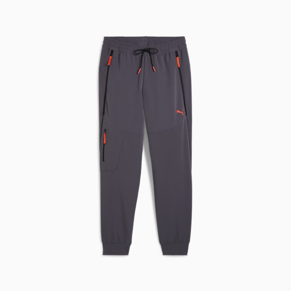 PUMATECH Men's Track Pants, Galactic Gray-Redmazing, large-ZAF