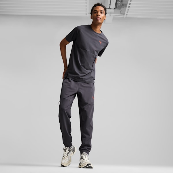 PUMATECH Men's Track Pants, Galactic Gray-Redmazing, large-ZAF