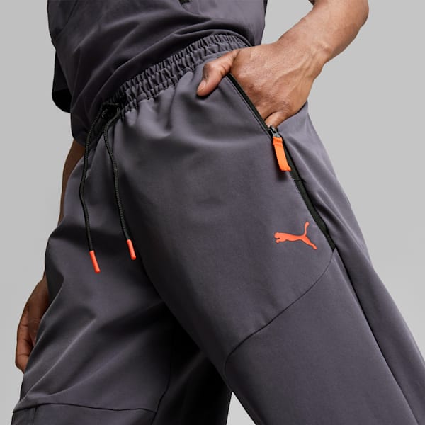 PUMATECH Men's Track Pants, Galactic Gray-Redmazing, large-ZAF