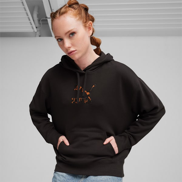 Sudadera con capucha para mujer CLASSICS Kitten, PUMA Black, large-MEX