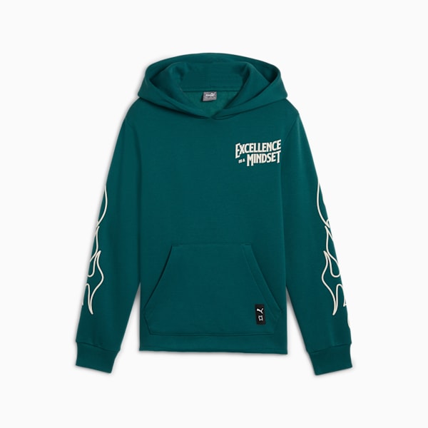 Basketball Caution Hoodie Youth, Cold Green, large-MEX