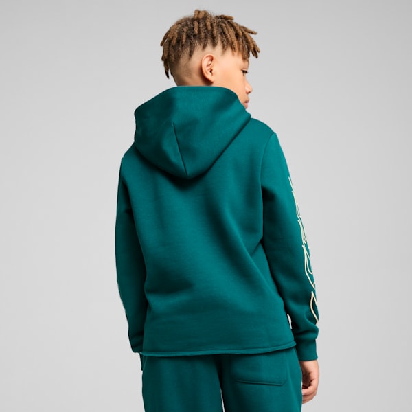 Basketball Caution Hoodie Youth, Cold Green, large-MEX