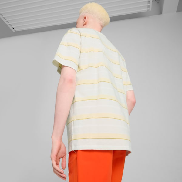MMQ Striped Tee Men, Alpine Snow, large-MEX