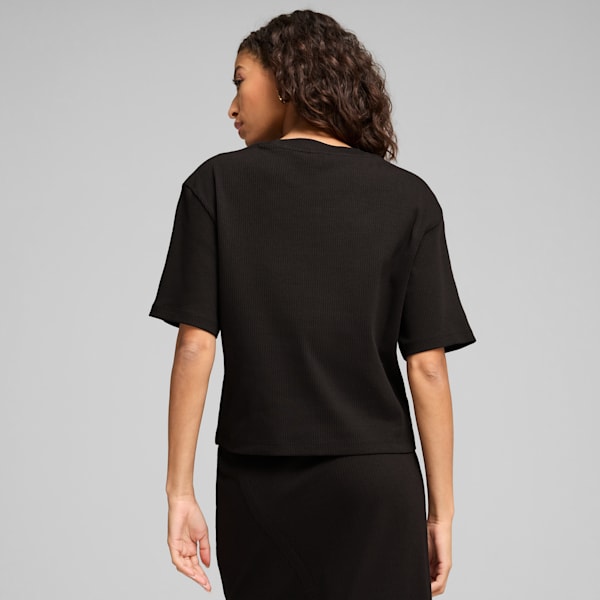 CLASSICS Ribbed Relaxed Tee Women, PUMA Black, large-ZAF