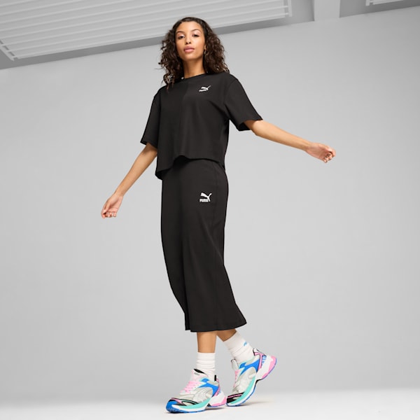 CLASSICS Ribbed Relaxed Tee Women, PUMA Black, large-ZAF