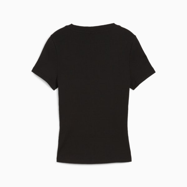 CLASSICS Ribbed Slim Tee Women, PUMA Black, large-ZAF