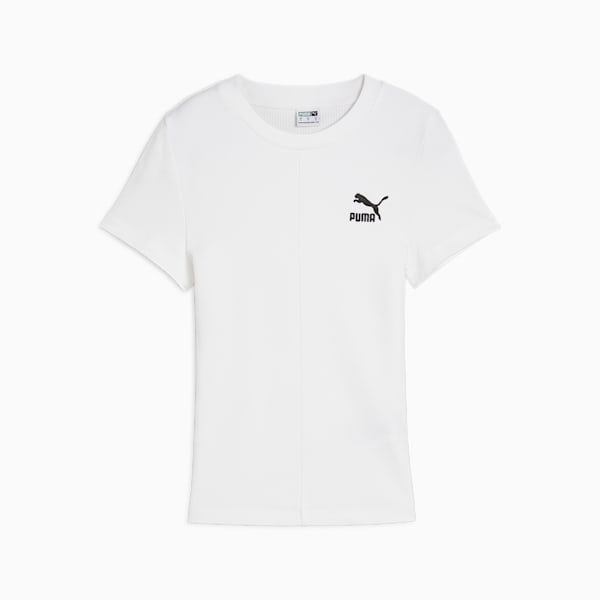 CLASSICS Ribbed Slim Tee Women, PUMA White, large-ZAF