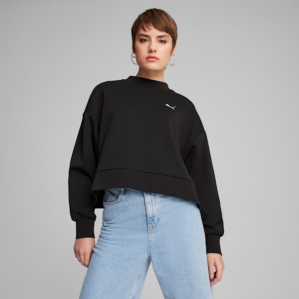 CLASSICS Oversized Crew Women, PUMA Black, large-ZAF