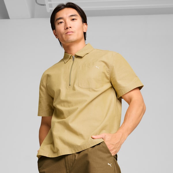 MMQ Half-Zip Shirt Men, Golden Fog, large-ZAF