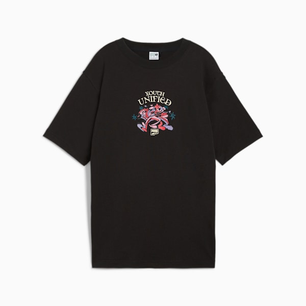 DOWNTOWN Relaxed Graphic Tee Women, PUMA Black, large-ZAF