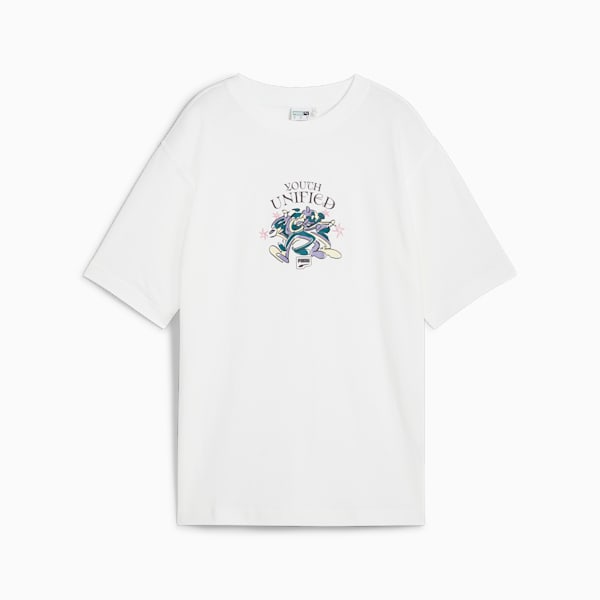 DOWNTOWN Relaxed Graphic Tee Women, PUMA White, large-ZAF