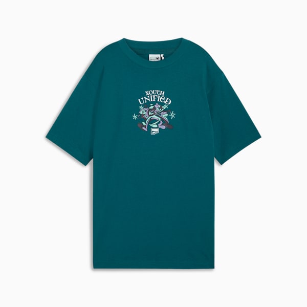 DOWNTOWN Relaxed Graphic Tee Women, Cold Green, large-MEX