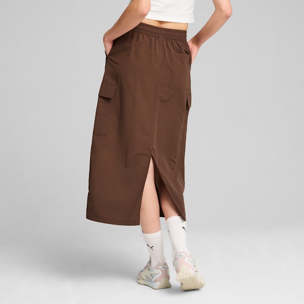 DOWNTOWN Cargo Midi Skirt Women, Espresso Brown, large-ZAF