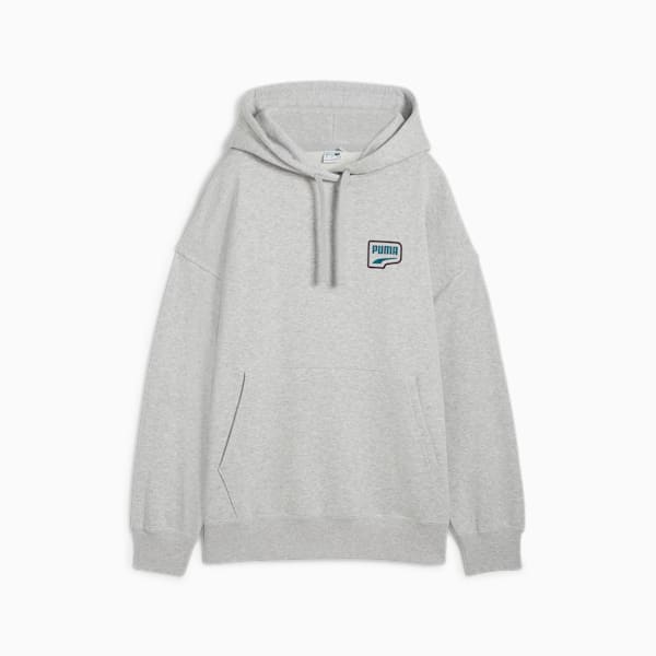 DOWNTOWN Oversized Hoodie Women, Light Gray Heather, large-ZAF