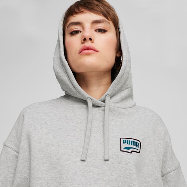 DOWNTOWN Oversized Hoodie Women, Light Gray Heather, large-ZAF