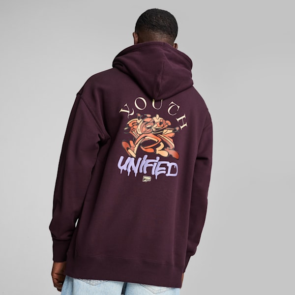DOWNTOWN Graphic Hoodie Men, Midnight Plum, large-MEX