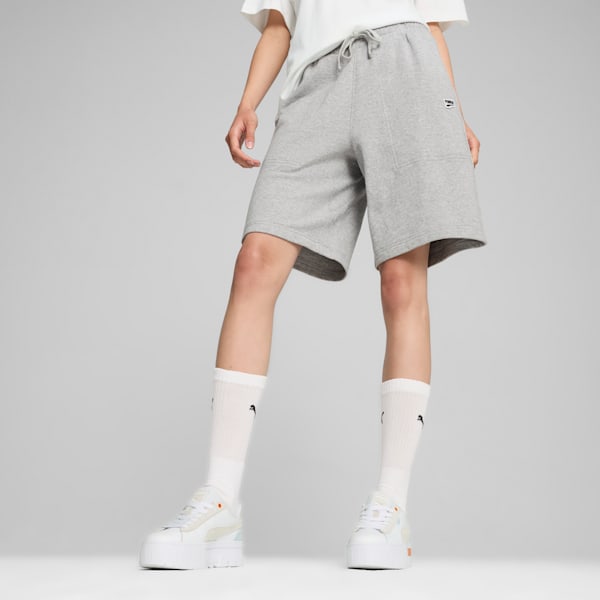 DOWNTOWN Relaxed Shorts Unisex, Light Gray Heather, large-MEX