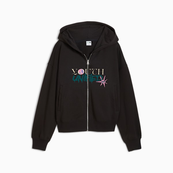 DOWNTOWN Oversized Hoodie Women, PUMA Black, large-ZAF