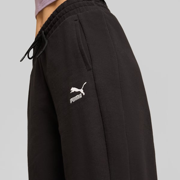 Pants de pista para mujer de cintura alta T7, PUMA Black-PUMA Black, large-MEX