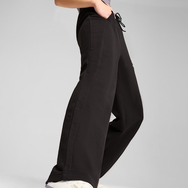 Pants de pista para mujer de cintura alta T7, PUMA Black-PUMA Black, large-MEX