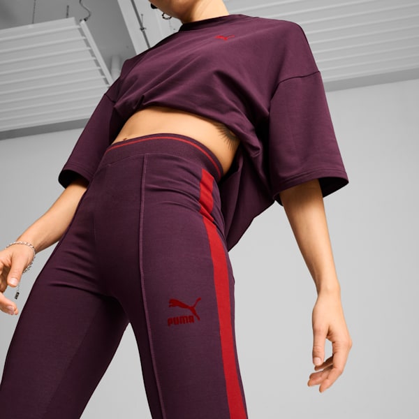 T7 Flared Leggings Women, Midnight Plum, large-ZAF