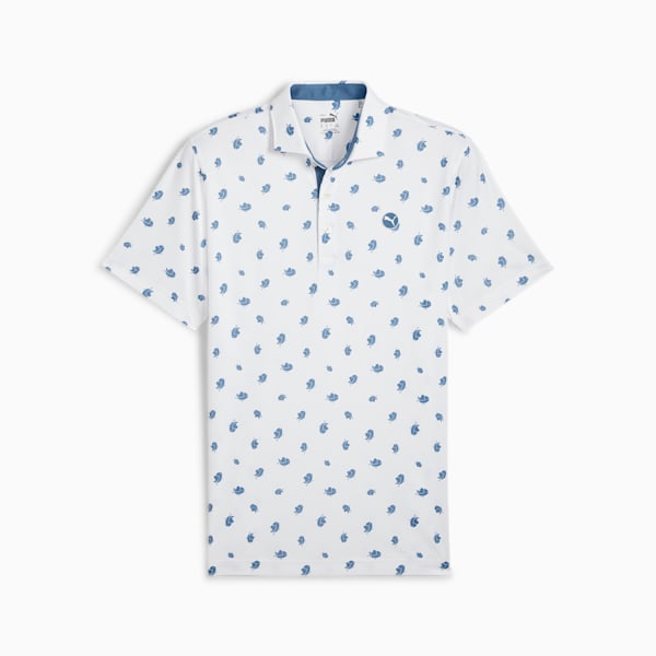 Pure Love Birdies Golf Polo Men, White Glow-Blue Horizon, large-ZAF
