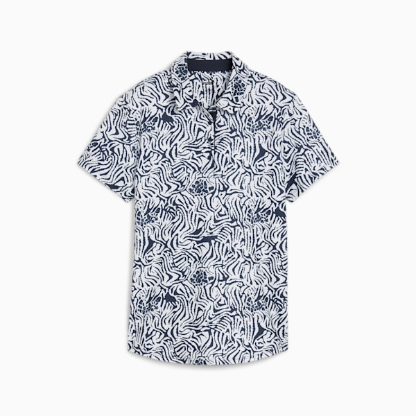 CLOUDSPUN Zebra Short Sleeve Golf Polo Women, White Glow-Deep Navy, large-ZAF