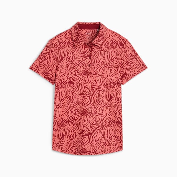 CLOUDSPUN Zebra Short Sleeve Golf Polo Women, Salmon-Intense Red, large-ZAF