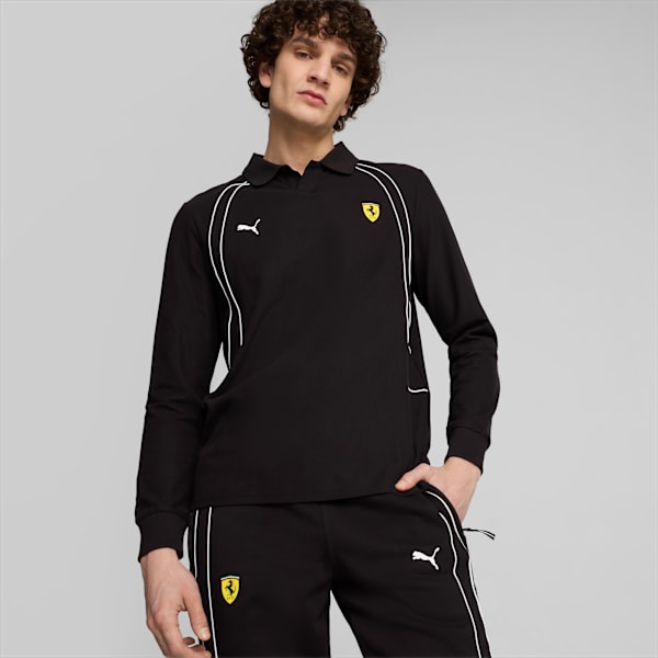 Scuderia Ferrari Race Long-sleeve Polo Men, PUMA Black, large-MEX