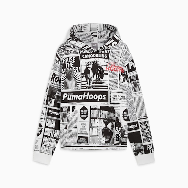 Buzo de basketball con capucha Media Day para hombre, PUMA Black-PUMA White, large-ARG