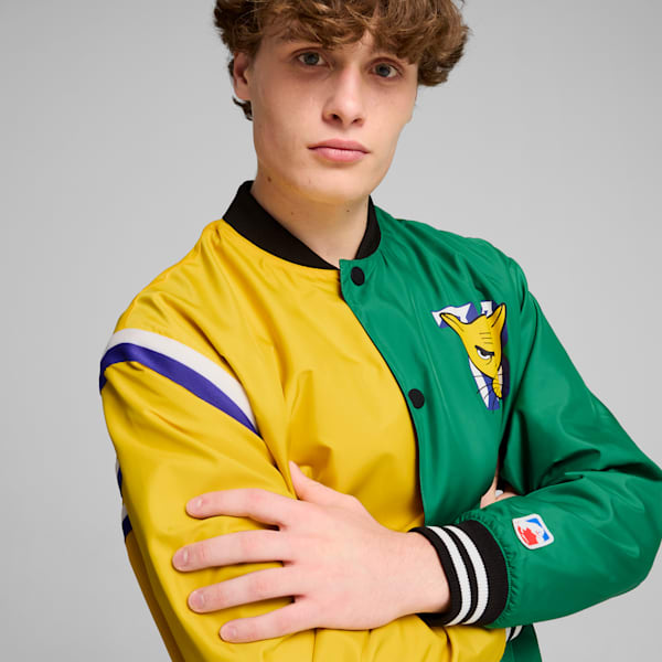Crowd Craze Basketball Jacket Men, Yellow Sizzle, large-MEX