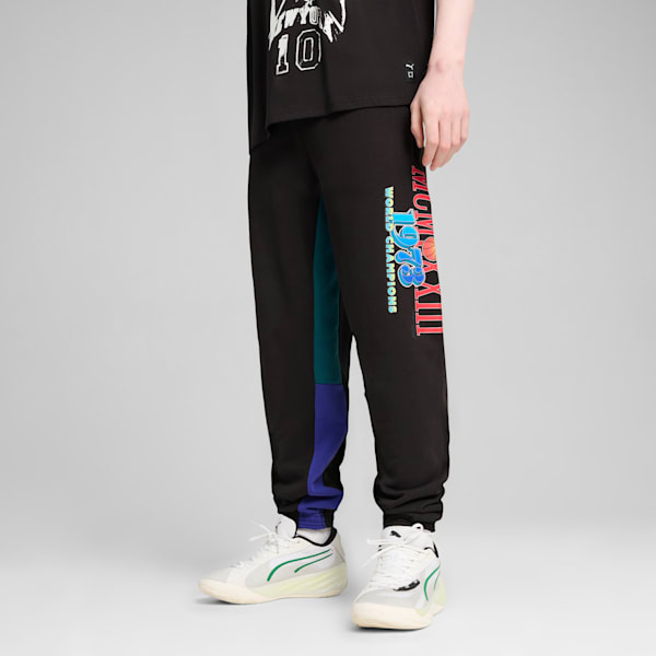 Pantalones de basketball Bandwagon para hombre, PUMA Black-Lapis Lazuli, large-ARG