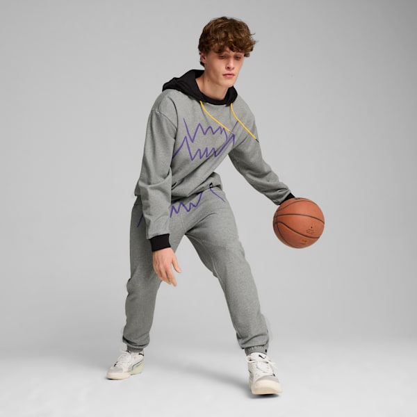 Buzo de basketball con capucha Jaws Core 2.0 para hombre, Medium Gray Heather-PUMA Black, large-ARG