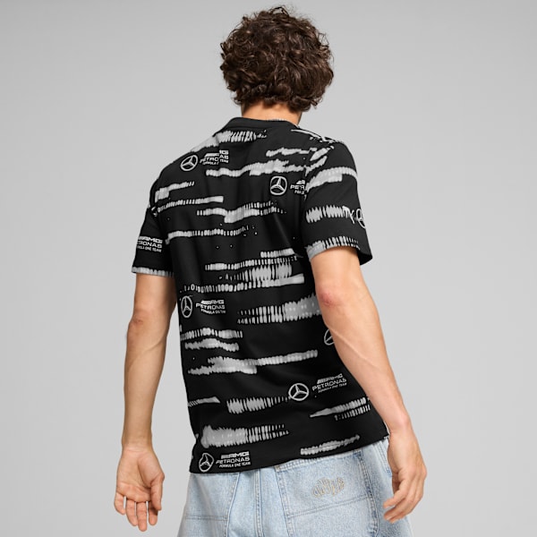 Mercedes-AMG Petronas F1® All-Over Print Logo Tee Men, PUMA Black, large-MEX