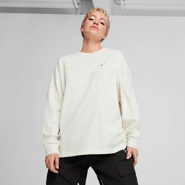BMW M Motorsport Long Sleeve Graphic Tee Women, Vapor Gray, large-ZAF