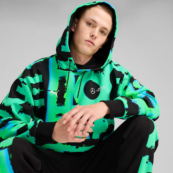 Mercedes-AMG Petronas F1® Neon Energy All-Over Print Hoodie Men, PUMA Black, large-ZAF