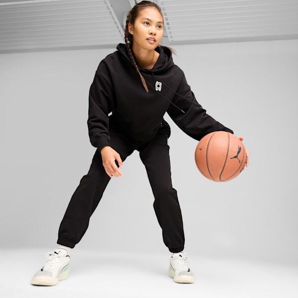 Buzo de basketball con capucha Pivot para mujer, PUMA Black, large-ARG