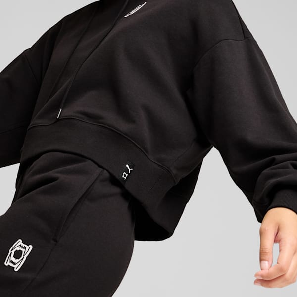 Pivot Basketball Hoodie Women, PUMA Black, large-MEX
