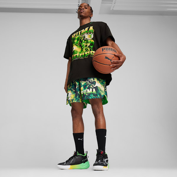 PUMA HOOPS x 2k Shorts, PUMA Green-PUMA Black-AOP, large-ZAF
