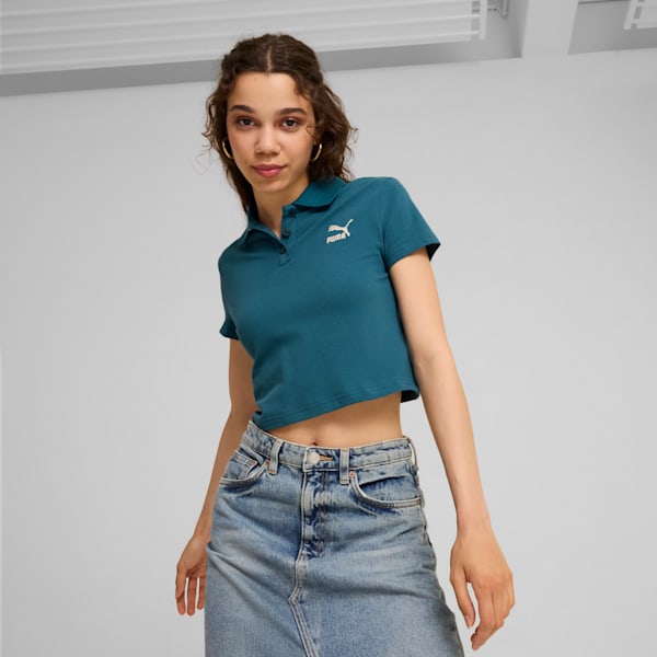 CLASSICS Polo Baby Tee Women, Cold Green, large-ZAF