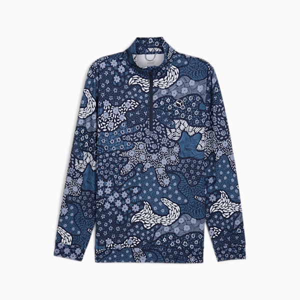 CLOUDSPUN Bloom Camo Quarter-Zip Golf Top Men, Deep Navy-Filtered Ash, large-ZAF