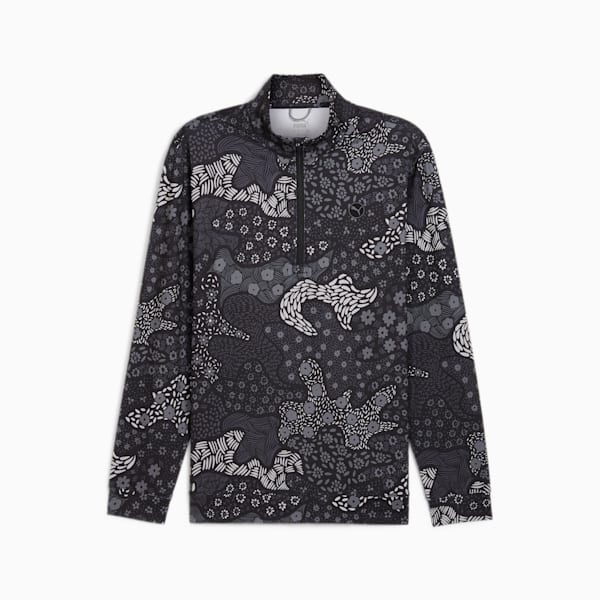 CLOUDSPUN Bloom Camo Quarter-Zip Golf Top Men, PUMA Black-Slate Sky, large-ZAF