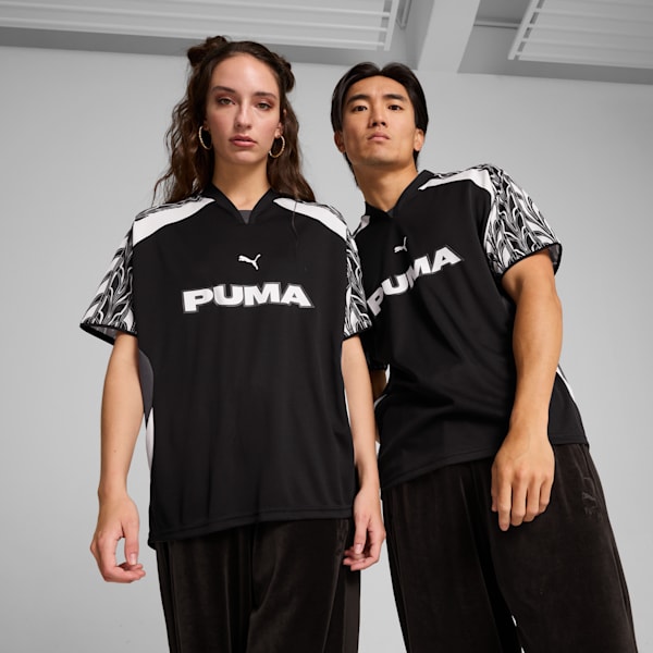 Relaxed Football Jersey Unisex, PUMA Black-Galactic Gray, large-ZAF